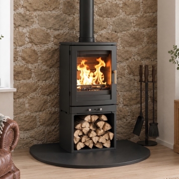 Small Circle with Slice Black Granite Hearth