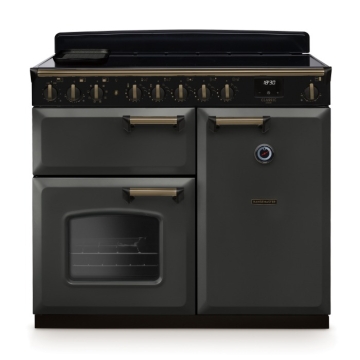 Rangemaster Classic Deluxe 100cm Induction Range Cooker, Slate/Brass