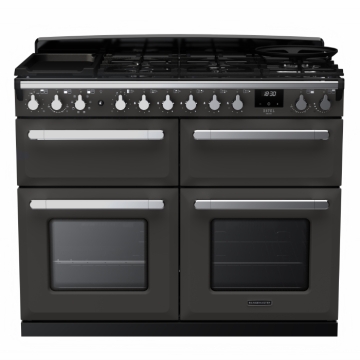 Rangemaster Estel Deluxe 110cm Base Cavity Dual Fuel Range Cooker, Slate/Chrome