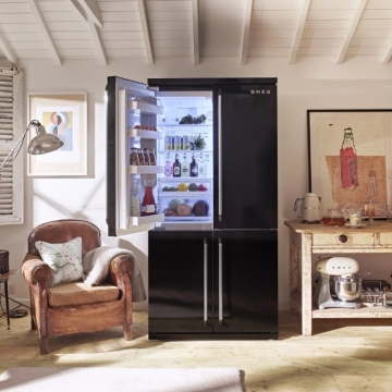 Smeg FQ960BL5 Victoria American Fridge Freezer, Black