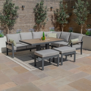 Maze Vancouver Large Corner Dining Set With Rectangular Rising Table