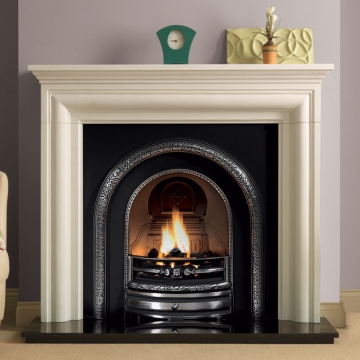 PureGlow Wenlock Agean Limestone Surround with Lytton Cast Iron Arch PureGlow Wenlock Agean Limestone Surround with Lytton Cast Iron Arch