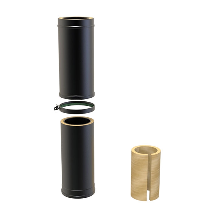 Long Adjustable Twin Wall Flue Pipe - Black