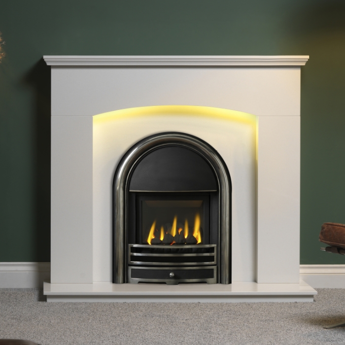 Gallery Cartmel 48" Arctic White Marble Fireplace
