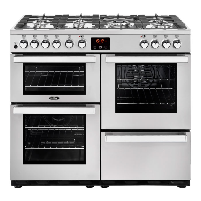 Belling Cookcentre 100DFT Professional Stainless Steel 100cm Dual Fuel Range Cooker