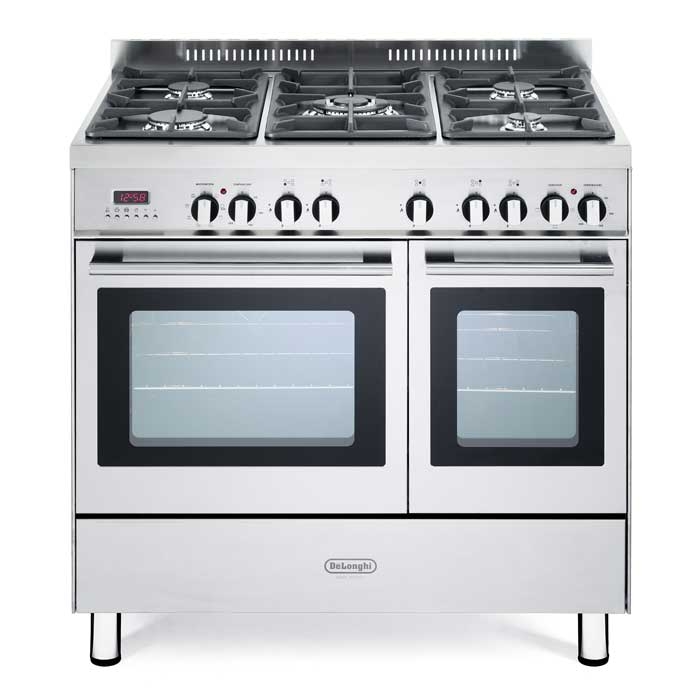 Delonghi DTR 906-DF Professional 90cm Twin Cavity Stainless Steel Dual Fuel Range Cooker