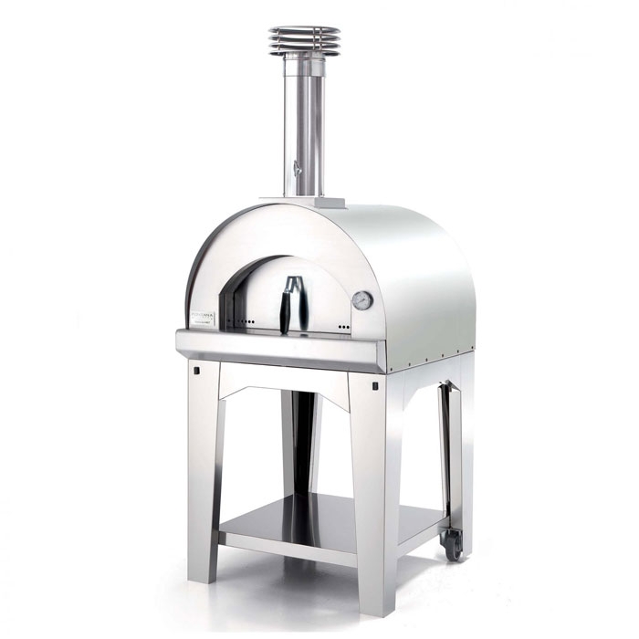 Fontana Margherita Stainless Steel Wood-Fired Pizza Oven with Trolley