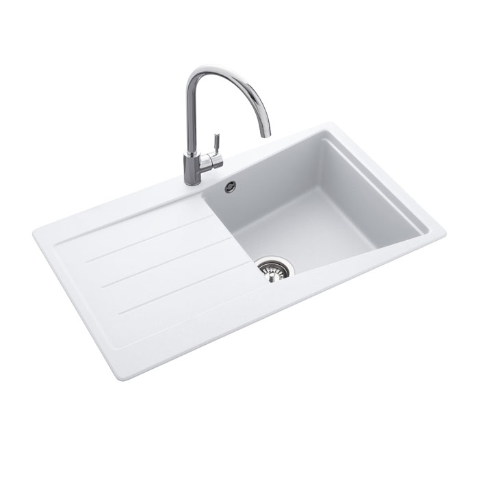 Mica MIC860CW White Igneous Granite Sink Angled