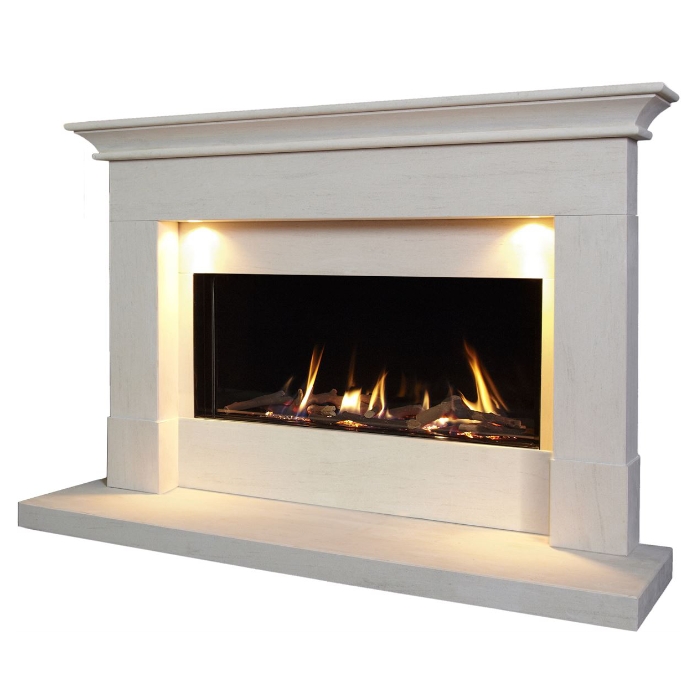 The Collection by Michael Miller Parada Elite Illumia 54" Limestone Fireplace Suite