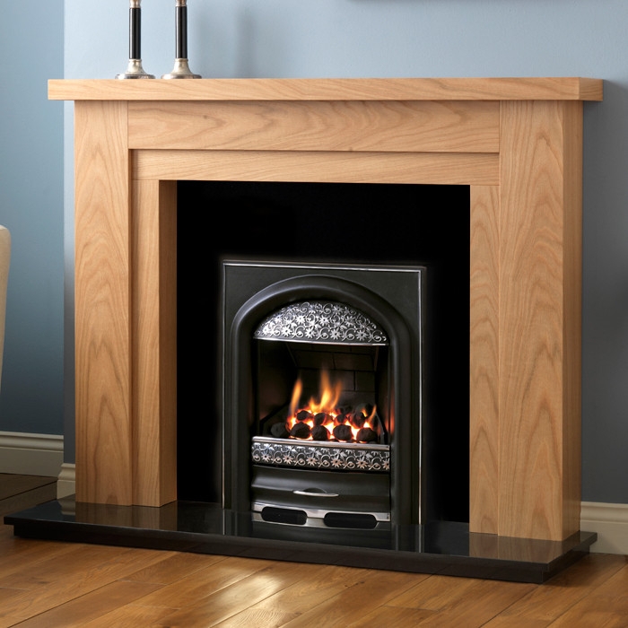 PureGlow Hanley Oak Finish Fireplace Suite