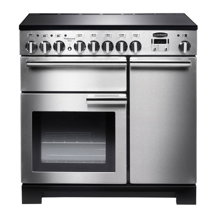Rangemaster Professional Deluxe 90cm Induction Electric Range Cooker, Stainless Steel