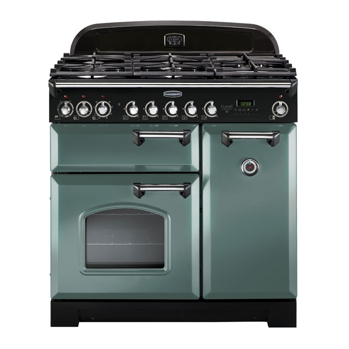 angemaster Classic Deluxe 90cm Dual Fuel Range Cooker, Mineral Green