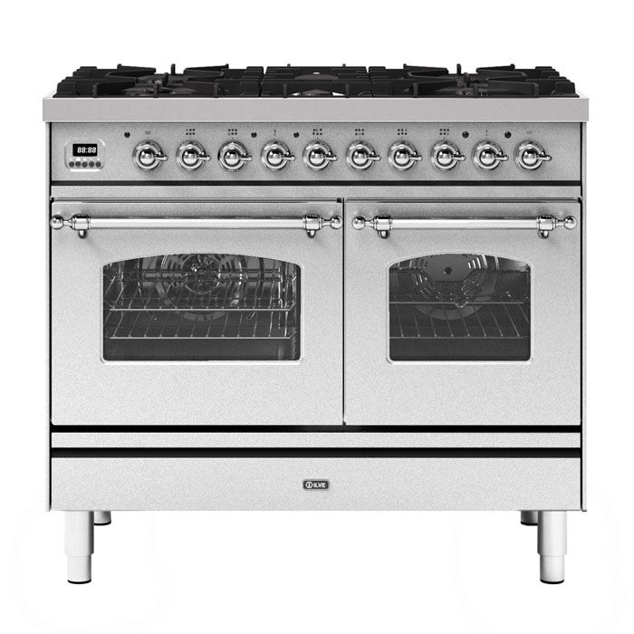 ILVE Milano 100cm Twin Cavity Dual Fuel Range Cooker, Stainless Steel