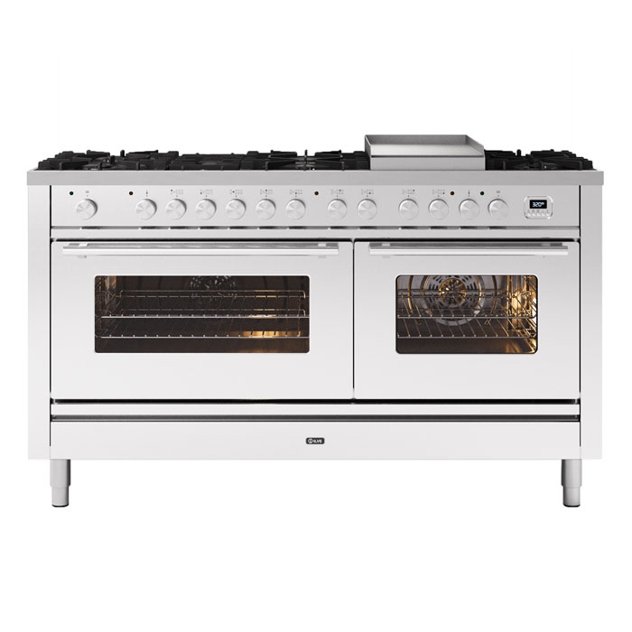 ILVE Roma 150cm Fry Top Twin Cavity Dual Fuel Range Cooker, Stainless Steel