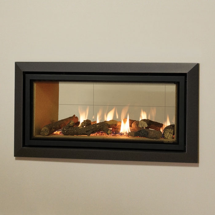 Gazco Studio 2 Duplex gas fire with Vermiculite lining and Bauhaus frame in Anthracite Close Up