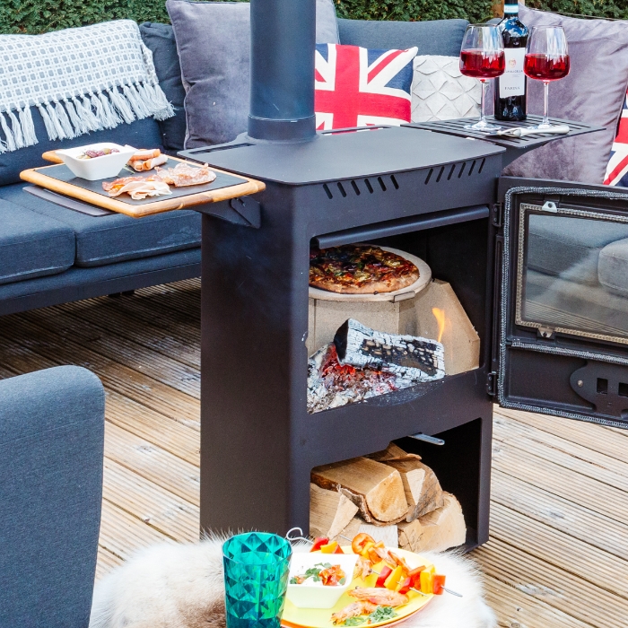 Arada Outdoor Stove with Shelves and Pizza Stone Arada Outdoor Stove with Shelves and Pizza Stone