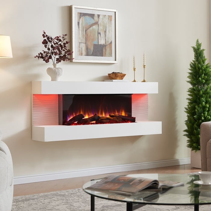 BlazeBright Amba 60" Wall Mounted Fireplace, Lifestyle BlazeBright Amba 60" Wall Mounted Fireplace, Lifestyle