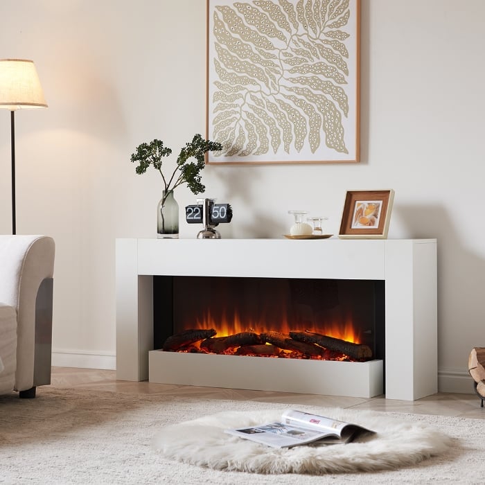 BlazeBright Amba Freestanding Electric Fireplace Suite, Lifestyle BlazeBright Amba Freestanding Electric Fireplace Suite, Lifestyle