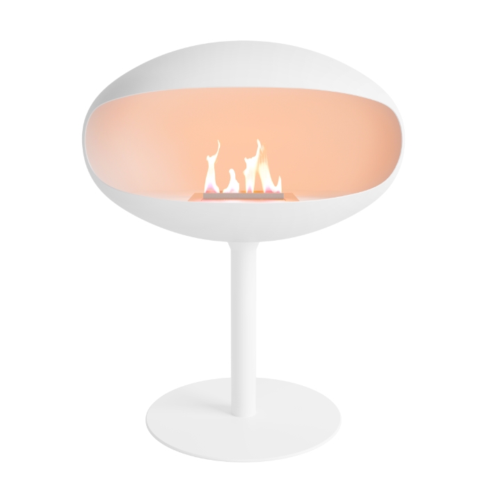 Cocoon Pedestal Bioethanol Fireplace, White Stand Cocoon Pedestal Bioethanol Fireplace, White Stand