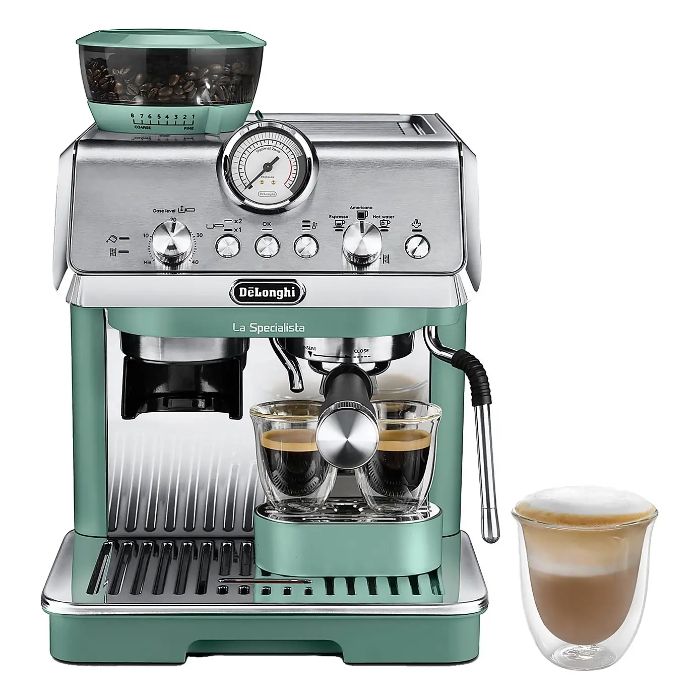 Delonghi La Specialista Arte Bean to Cup Manual Coffee Machine, Green Delonghi La Specialista Arte Bean to Cup Manual Coffee Machine, Green