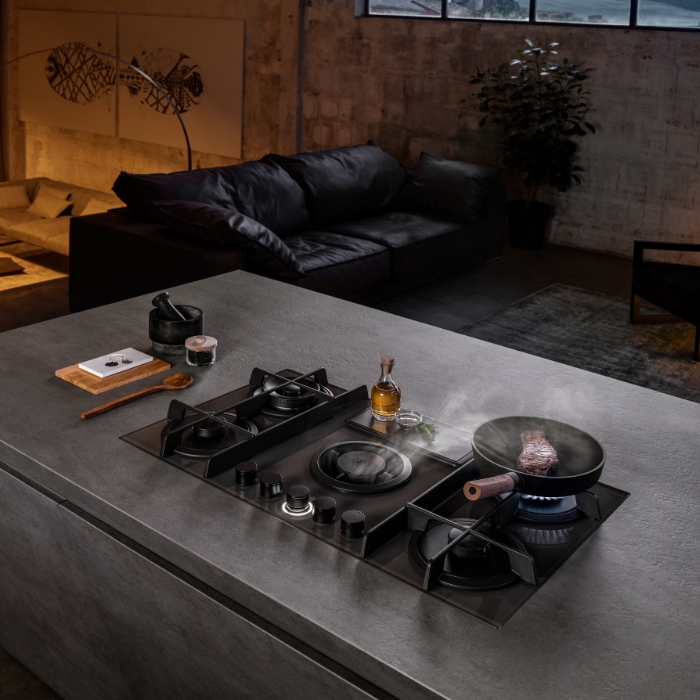Elica NT FLAME BLK DO 88cm Vented Gas Hob Stoves Are Us