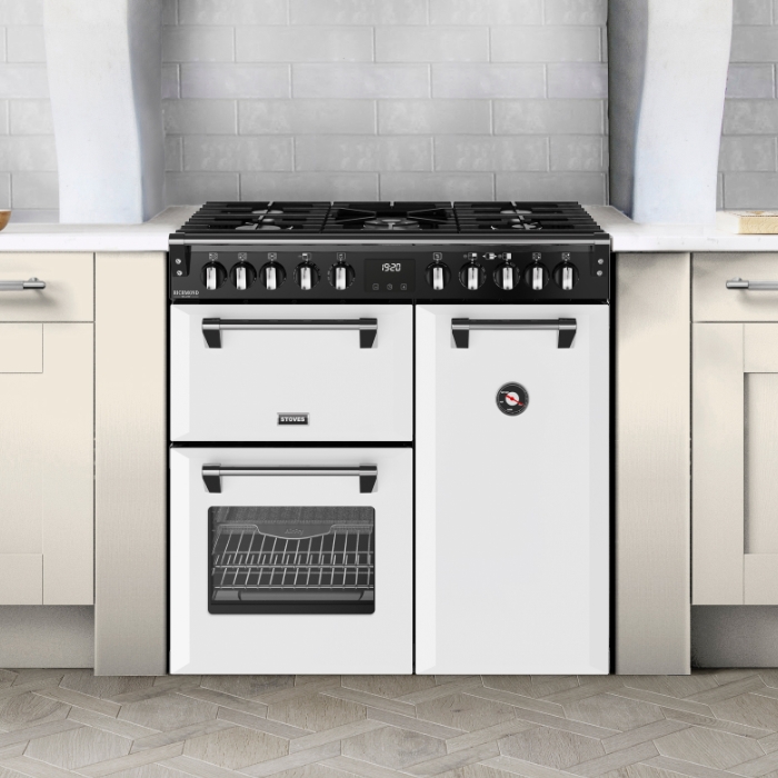Richmond Deluxe 90DF Dual Fuel Range Cooker, Ice White Richmond Deluxe 90DF Dual Fuel Range Cooker, Ice White