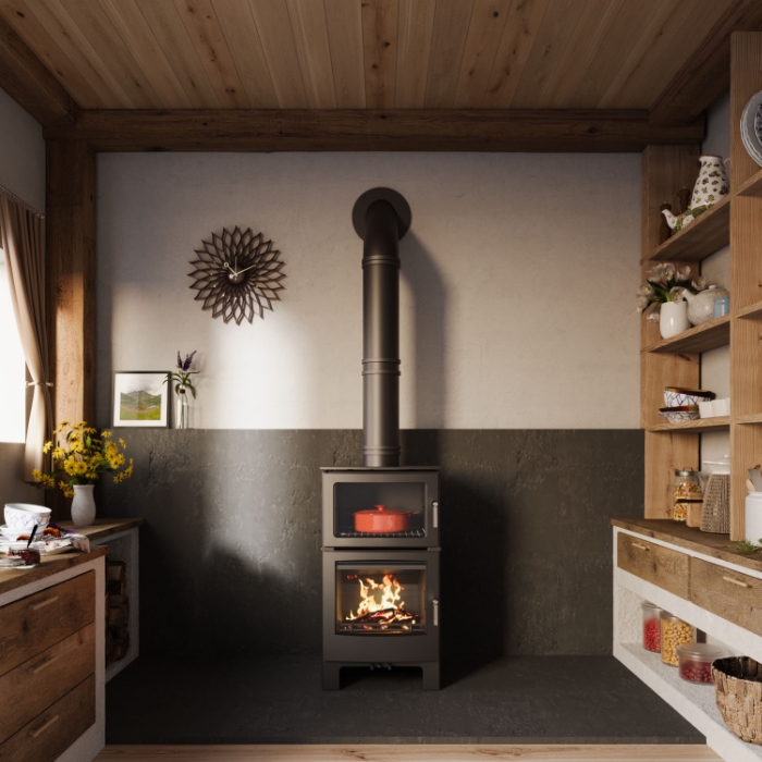 Mendip Woodland Large Wood Burning Stove with Oven, Room Set Mendip Woodland Large Wood Burning Stove with Oven, Room Set