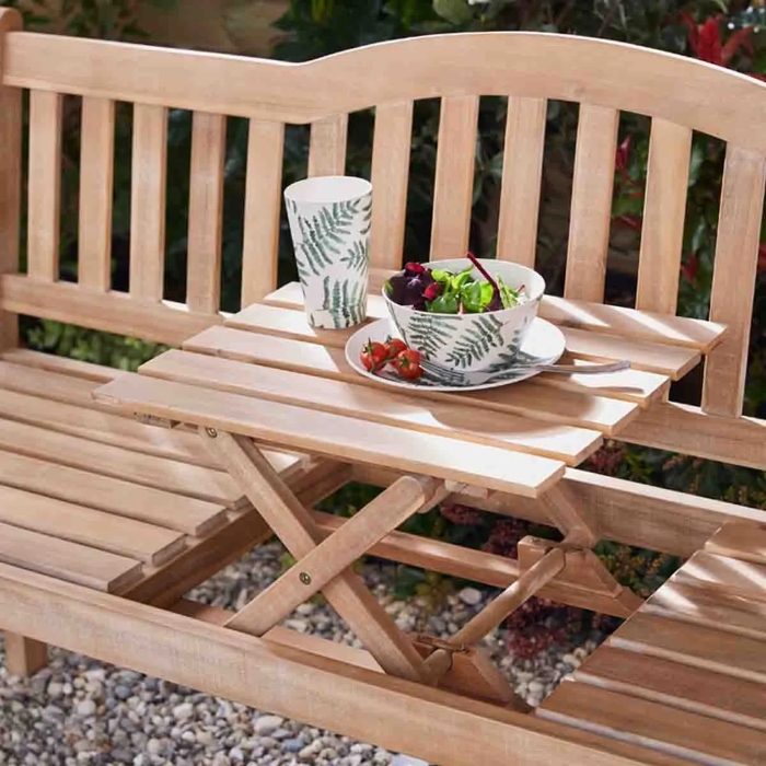 Wooden bench with pop up table clearance