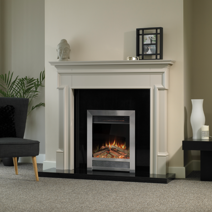 Aura Fires Stanford Slimline C1 Electric Fire, Satin Chrome