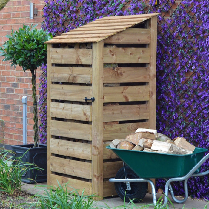 Burley 6ft Log Store with Slatted Door, Rustic Brown Burley 6ft Log Store with Slatted Door, Rustic Brown