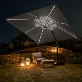 Platinum Glow Challenger T2 3m Square Free Arm Parasol | Luna Grey