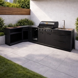 GRLLR Outdoor Kitchen with G5S 5 Burner BBQ, Fridge, Sink & Kamado
