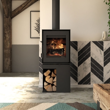 Dik Geurts Modivar 5 Corner Log Store Woodburning Stove