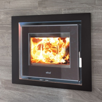 Ekol Adept Inset Wood Burning Stove with trim close up