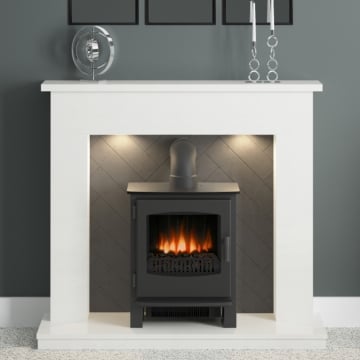 FLARE Allensford 48" Marble Inglenook Fireplace, Chicago Concrete