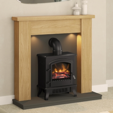 FLARE Barrowden 42" Inglenook Fireplace Suite, Natural Oak & Anthracite FLARE Barrowden 42" Inglenook Fireplace Suite, Natural Oak & Anthracite