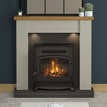 FLARE Barrowden 42" Inglenook Fireplace, Country Oak, Stone & Anthracite