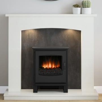 Elgin & Hall Woodbridge 48" Marble Inglenook Fireplace, White/Grey Slate