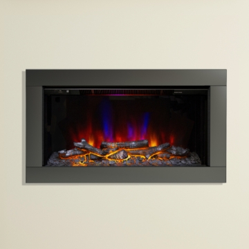 FLARE Avella 34" Wall Mounted Inset Electric Fire, Black Nickel