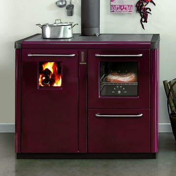Thermorossi Bosky F30 EV05 Wood Burning Boiler Cooker, Bordeaux