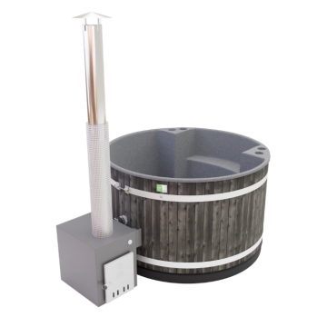 Kirami Comfort Family M MACU Wood-Fired Hot Tub, Coal Black