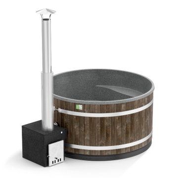 Kirami Comfort Family L CUBE Wood-Fired Hot Tub, Coal Black