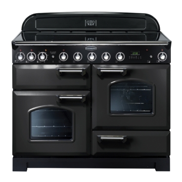Rangemaster Classic Deluxe 110cm Induction Range Cooker, Charcoal Black/Chrome