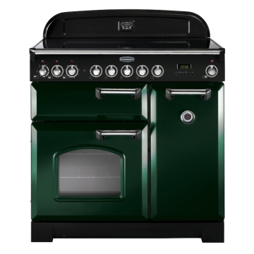 Rangemaster Classic Deluxe 90cm Induction Range Cooker, Racing Green/Chrome