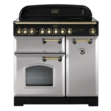 Rangemaster Classic Deluxe 90cm Induction Range Cooker, Royal Pearl/Brass Rangemaster Classic Deluxe 90cm Induction Range Cooker, Royal Pearl/Brass
