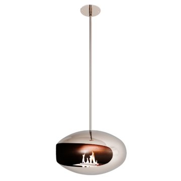 Cocoon Aeris Hanging Fireplace, Polished Steel 