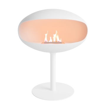 Cocoon Pedestal Bioethanol Fireplace, White Cocoon Pedestal Bioethanol Fireplace, White