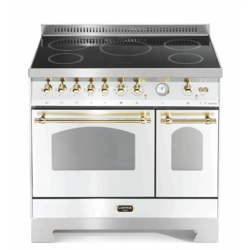 Lofra Dolcevita 90cm Induction Double-Oven Cooker, Brass Trim