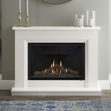 Elgin & Hall Earlston 48" Marble Gas Fireplace Suite, White