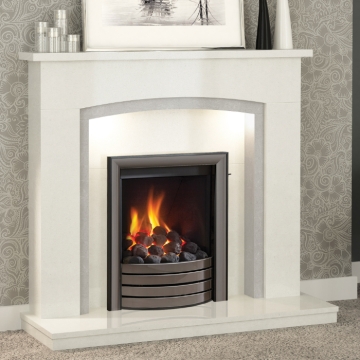 Elgin & Hall Florano 42" Marble Fireplace, White/Grey